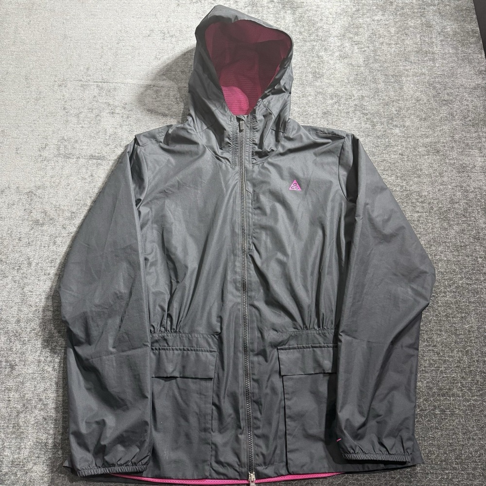 Vintage Nike ACG Women's Windbreaker Jacket Size XL Black With Pink Mesh Hooded
